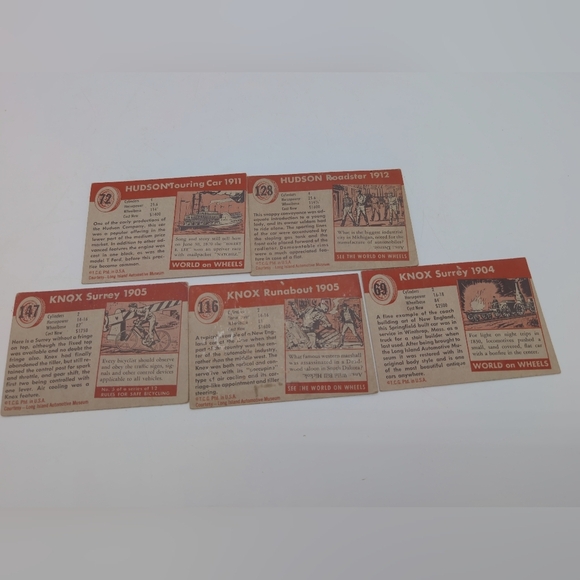 1954 Topps Card Set Of 5 Early 1900s Knox And Hudson Surrey Runabout Touring + - Picture 2 of 2